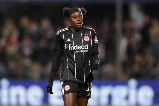 FRANKFURT AM MAIN, GERMANY 25 03 2026 UEFA Women™s Europa Cup semi-final first leg between Eintracht Frankfurt Women and BK Haecken FF at Stadion am Brentanobad in Frankfurt am Main v l , Nicole Anyomi Eintracht Frankfurt enttaeuscht, enttaeuscht schauen, dissapointed, traurig, frustiert, frust, gefrustet Copyright: JoaquimxFerreira