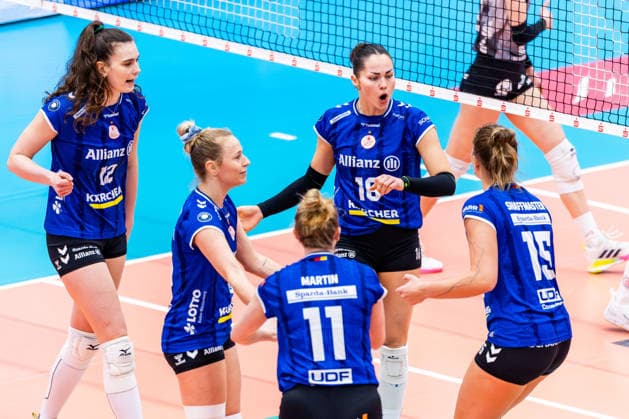25 03 2026, GER, Volleyball, Women, 1 BL, PlayOffs quarter-finals, Season 25 26, Schwarz Weiss Erfurt Allianz MTV Stuttgart Mikala Mogensen Allianz MTV Stuttgart 99089 Erfurt Sporthalle Sportanlage Rieths Thüringen Germany