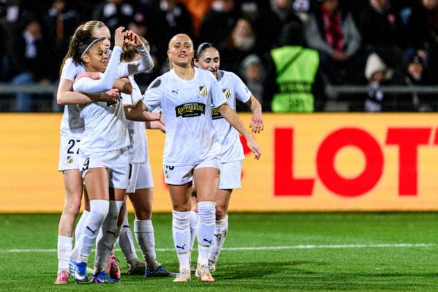 260325 Felicia Schröder of Häcken celebrates scoring 0 3 during the UEFA Women s Europa Cup semifinal between Eintracht Frankfurt and Häcken on March 25, 2026 in Frankfurt Photo Mathias Bergeld BILDBYRAN kod MB MB1357 fotboll football soccer fotball europa cup eintracht frankfurt häcken uefa womens europa cup dam bbeng semifinal jubel  Copyright: MATHIASxBERGELD BB260325MB048