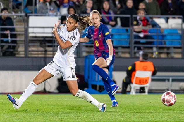 Real Madrid CF v FC Barcelona UEFA Womens Champions League 2025 26 UEFA Womens Champions League 2025 26 First match between Real Madrid C F and FC Barcelona at Estadio Alfredo Di Stefano on March 25, 2026 in Madrid, Spain Valdebebas Estadio Alfredo Di Stefano Madrid Madrid Madrid Madrid Spain Copyright: xALEJANDROxMATIASx