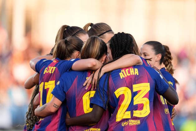 March 25, 2026, Valdebebas, Madrid, Spain: Ewa Pajor of FC Barcelona, Barca celebrates a goal with teammates during the UEFA WomenÃ¢â‚¬â ¢s Champions League 2025 26, Quarter-finals first leg football match played between Real Madrid CF and FC Barcelona at Alfredo Di Stefano stadium on March 25, 2026, in Valdebebas, Madrid, Spain. Real Madrid CF V FC Barcelona - UEFA WomenÃ¢â‚¬â ¢S Champions League 2025 26 Quarter-Finals First Leg  - ZUMAa181 20260325_zaa_a181_044 Copyright: xDennisxAgyemanx