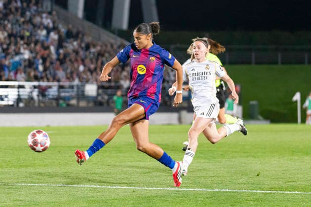 Real Madrid CF v FC Barcelona UEFA Women s Champions League 2025 26 UEFA Womens Champions League 2025 26 First match between Real Madrid C F and FC Barcelona at Estadio Alfredo Di Stefano on March 25, 2026 in Madrid, Spain Valdebebas Estadio Alfredo Di Stefano Madrid Madrid Madrid Madrid Madrid Spain Copyright: xALEJANDROxMATIASx