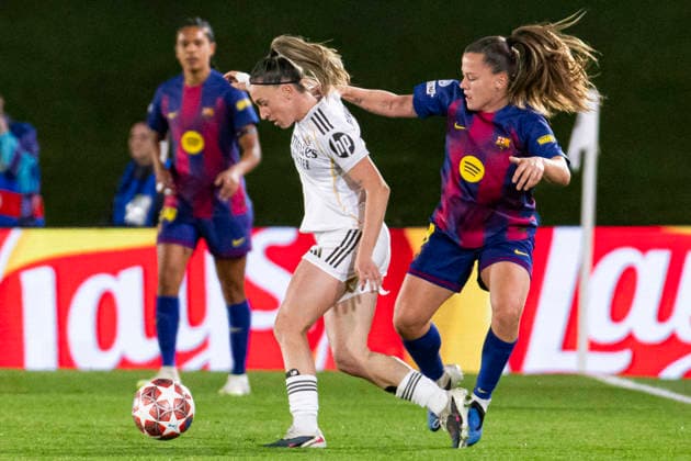 Real Madrid CF v FC Barcelona UEFA Women s Champions League 2025 26 UEFA Womens Champions League 2025 26 First match between Real Madrid C F and FC Barcelona at Estadio Alfredo Di Stefano on March 25, 2026 in Madrid, Spain Valdebebas Estadio Alfredo Di Stefano Madrid Madrid Madrid Madrid Madrid Spain Copyright: xALEJANDROxMATIASx