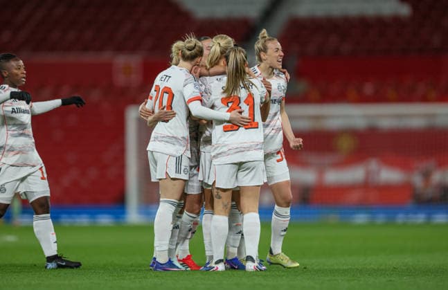 GBR, Manchester, Manchester United vs Bayern Munich, WomenÂs Champions League, Football, UEFA, Season 2025 2026, Old Trafford, Quarter-final, First leg in picture Pernille Harder Bayern Munich 21 , 1 0, Goal, joy, jubilation and emotion DFB DFL REGULATIONS PROHIBIT ANY USE OF PHOTOGRAPHS AS IMAGE SEQUENCES AND OR QUASI VIDEO, 25 03 2026 Copyright: HMBxMedia HendrikxHamelau