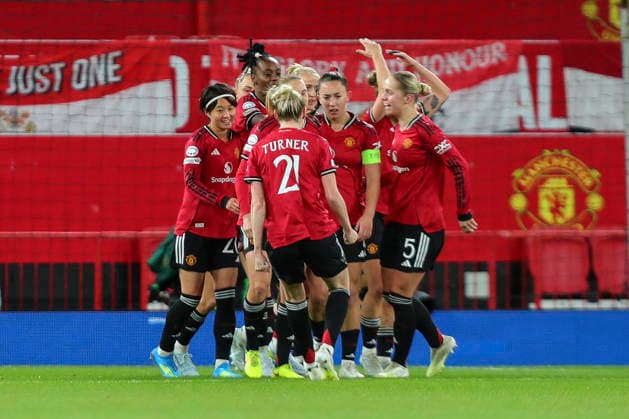 Manchester United, ManU Women v Bayern Munich Women Maya Le Tissier of Manchester United scores a GOAL 1-1 and celebrates during Manchester United Women v Bayern Munich Women UEFA Champions League Quarter-Final 1st Leg match at Old Trafford, Manchester, England on 25 March 2026 Credit: Luke Williams Every Second Media Editorial use only. All images are copyright Every Second Media Limited. No images may be reproduced without prior permission. Copyright: xIMAGO EveryxSecondxMediax ESM-1877-0023 LukexWilliamsx xEveryxSecondxMediax