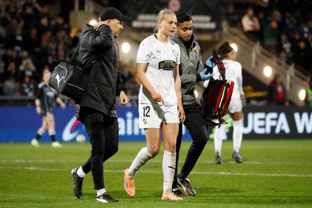 Frankfurt, Germany March 25, 2026 UEFA Womens Europa Cup 2025 2026 semi-final Eintracht Frankfurt vs BK Häcken In the picture Stine Sandbech BK Stadion am Bretanobad Hessen Copyright: xFotostandx xvanxderxVeldenx
