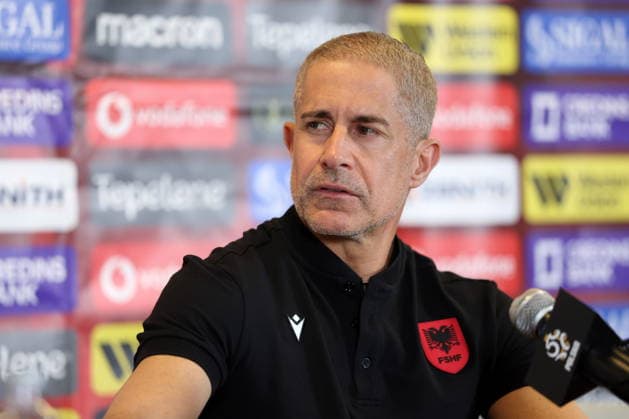 WARSZAWA 25.03.2026 KONFERENCJA PRASOWA REPREZENTACJI ALBANII --- ALBANIA FOOTBALL national team, Nationalteam press conference, PK, Pressekonferenz IN WARSAW SYLVINHO FOT. PIOTR KUCZA FOTOPYK NEWSPIX.PL --- newspix.pl POLAND OUT! 