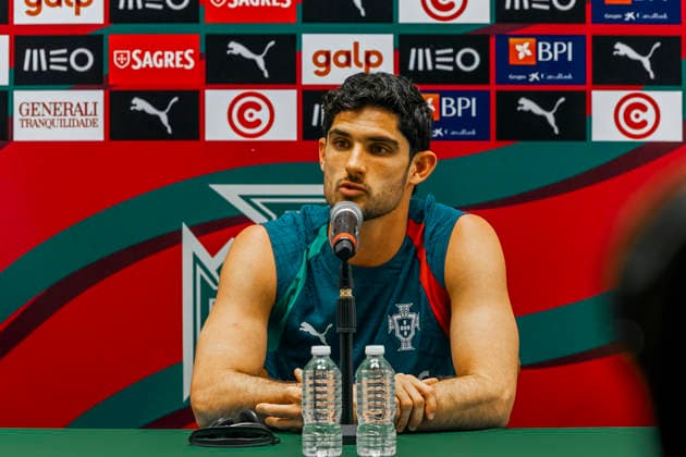 PORTUGAL NATIONAL TEAM PRESS CONFERENCE PORTUGAL NATIONAL TEAM PRESS CONFERENCE 25032026 CANCUN, QUINTANA ROO Photo of Goncalo Guedes of the Portugal National Soccer team, during a press conference at Cancun, Quintana Roo, Mexico prior to their friendly game against Mexico in the reopening of the Estadio Azteca of Mexico City Photo of Goncalo Guedes of the Portugal National Soccer team and Goncalo Guedes, during a press conference at Cancun, Quintana Roo, Mexico prior to the reopening of the Estadio Azteca of Mexico City PHOTO BY IMAGENSHOP AGENCIA FOTOGRAFICA CANCUN QUINTANA ROO MEXICO Copyright: xMIKIOxWATANABEx