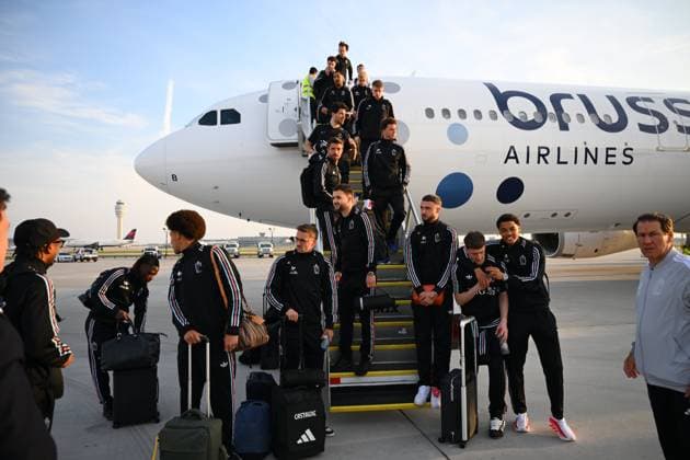 Football, Belgium national team, departure for test match in the USA
