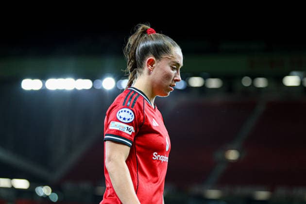 MANCHESTER, ENGLAND - March 25: Maya Le Tissier of Manchester United, ManU in action during the UEFA Womens Champions League match between Manchester United and Bayern Munich at Old Trafford in Manchester, England Copyright: xNataliexMincher SPPx Sportspressphoto_SPR118207