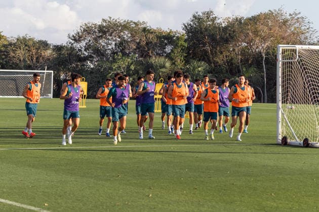 PORTUGAL NATIONAL TEAM PRESS CONFERENCE PORTUGAL NATIONAL TEAM PRESS CONFERENCE 25032026 CANCUN, QUINTANA ROO General view of players of the Portugal National Soccer team, during a training session at Cancun, Quintana Roo, Mexico prior to their friendly game against Mexico in the reopening of the Estadio Azteca of Mexico City General view of players of the Portugal National Soccer team, during a training session at Cancun, Quintana Roo, Mexico prior to the reopening of the Estadio Azteca of Mexico City PHOTO BY IMAGENSHOP AGENCIA FOTOGRAFICA CANCUN QUINTANA ROO MEXICO Copyright: xMIKIOxWATANABEx