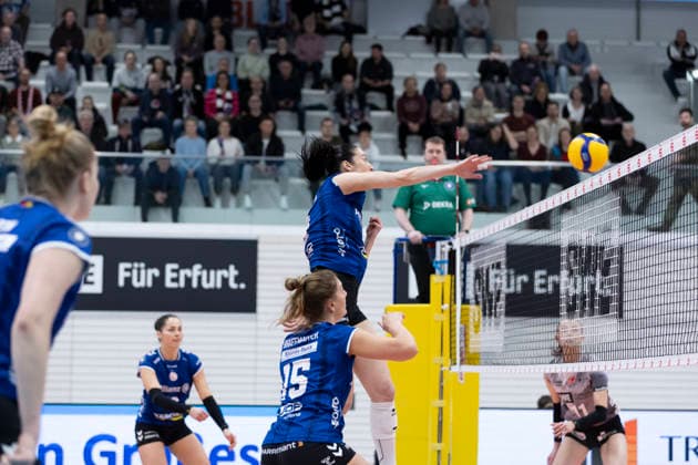 1 Volleyball Bundesliga Womens Playoffs Quarterfinals Schwarz Weiss Erfurt vs Allianz MTV Stuttgart Erfurt 25 03 2026 Jasmine Gross 3 Allianz MTV Stuttgart 1 Volleyball Bundesliga Womens Playoffs Quarterfinals Schwarz Weiss Erfurt vs Allianz MTV Stuttgart Riethsporthalle Erfurt 25 03 2026 Copyright: xBEAUTIFULxSPORTS Duehringx