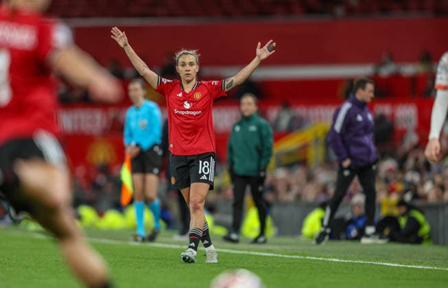 GBR, Manchester, Manchester United vs Bayern Munich, WomenÂs Champions League, Football, UEFA, Season 2025 2026, Old Trafford, Quarter-final, First leg in picture Julia Zigotti Manchester United Women 18 DFB DFL REGULATIONS PROHIBIT ANY USE OF PHOTOGRAPHS AS IMAGE SEQUENCES AND OR QUASI VIDEO, 25 03 2026 Copyright: HMBxMedia HendrikxHamelau