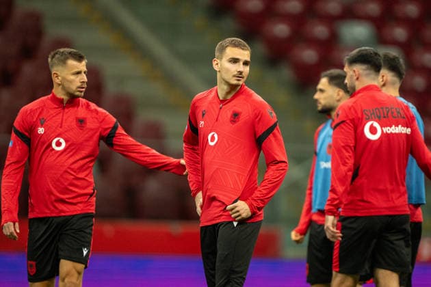 Adrion Pajaziti seen during Official press conference, PK, Pressekonferenz and training of Albania National football team before World Cup 2026 play off semifinal game against Poland (Kazimierz Koper Ball Raw Images) Warsaw PGE Narodowy Poland Copyright: xKazimierzxKoperx KAZ_ALB_MD-1-08