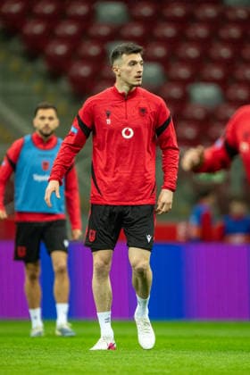 Bujar Pllana seen during Official press conference, PK, Pressekonferenz and training of Albania National football team before World Cup 2026 play off semifinal game against Poland (Kazimierz Koper Ball Raw Images) Warsaw PGE Narodowy Poland Copyright: xKazimierzxKoperx KAZ_ALB_MD-1-02