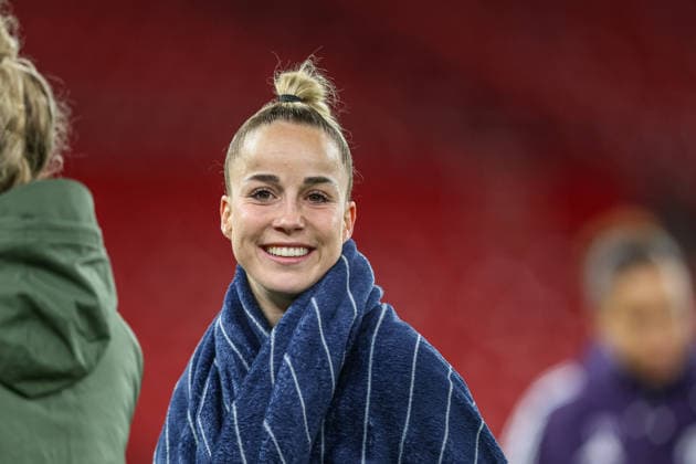 GBR, Manchester, Manchester United vs Bayern Munich, WomenÂs Champions League, Football, UEFA, Season 2025 2026, Old Trafford, Quarter-final, First leg in picture Giulia Gwinn Bayern Munich 7 DFB DFL REGULATIONS PROHIBIT ANY USE OF PHOTOGRAPHS AS IMAGE SEQUENCES AND OR QUASI VIDEO, 25 03 2026 Copyright: HMBxMedia HendrikxHamelau