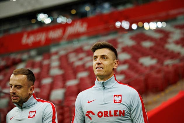 Kamil Grosicki and Krzysztof Piatek seen during Official press conference, PK, Pressekonferenz and training of Polish National football team before World Cup 2026 play off semifinal game against Albania (Maciej Rogowski Ball Raw Images) Warsaw PGE Narodowy Poland Copyright: xMaciejxRogowskix maciejrogowski_trainingpoland_25032026-167