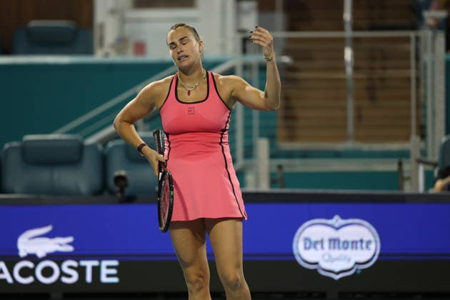 March 25, 2026, Miami Gardens, Florida, United States Of America: MIAMI GARDENS, FL - MARCH 25: Aryna Sabalenka of Belarus defeats Hailey Baptiste of the United States in the women s quarter-final singles match at the Miami Open on March 25, 2026, at Hard Rock Stadium in Miami Gardens, Florida...People: Aryna Sabalenka Miami Gardens United States Of America - ZUMAs214 20260325_ada_s214_004 Copyright: xSMGx