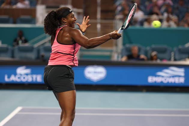 March 25, 2026, Miami Gardens, Florida, United States Of America: MIAMI GARDENS, FL - MARCH 25: Aryna Sabalenka of Belarus defeats Hailey Baptiste of the United States in the women s quarter-final singles match at the Miami Open on March 25, 2026, at Hard Rock Stadium in Miami Gardens, Florida...People: Hailey Baptiste 2026 Miami Open - Day 9  - ZUMAs214 20260325_ada_s214_011 Copyright: xSMGx