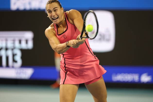 March 25, 2026, Miami Gardens, Florida, United States Of America: MIAMI GARDENS, FL - MARCH 25: Aryna Sabalenka of Belarus defeats Hailey Baptiste of the United States in the women s quarter-final singles match at the Miami Open on March 25, 2026, at Hard Rock Stadium in Miami Gardens, Florida...People: Aryna Sabalenka Miami Gardens United States Of America - ZUMAs214 20260325_ada_s214_021 Copyright: xSMGx