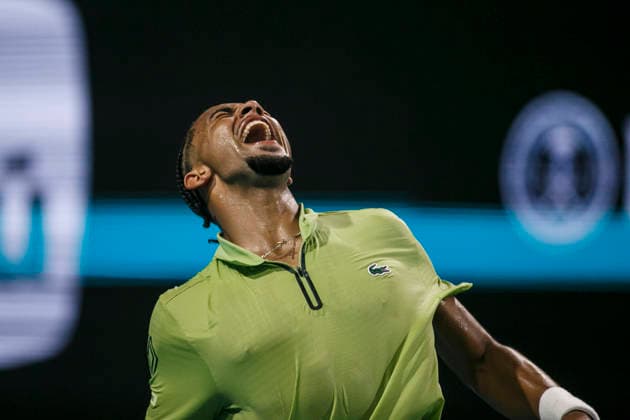 Miami Open Presented by Itau 2026 - March 25 Miami, Florida - March 25: Arthur Fils of France celebrate after winning against Tomas Tommy Paul of USA during day 9 of the Miami Open at Hard Rock Stadium on March 25, 2026 in Miami, Florida, United States. Copyright: xLatinxSportxImagesx
