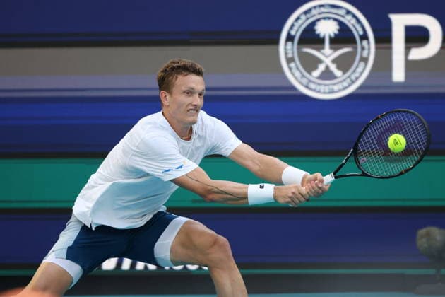 March 25, 2026, Miami Gardens, Florida, United States Of America: MIAMI GARDENS, FL - MARCH 25: Jiri Lehecka (CZE) defeats Martin Landaluce (ESP) in the men s quarter-final singles match at the Miami Open on March 25, 2026, at Hard Rock Stadium in Miami Gardens, Florida,...People: Jiri Lehecka 2026 Miami Open - Day 9  - ZUMAs214 20260325_ada_s214_219 Copyright: xSMGx