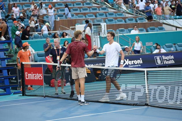 March 25, 2026, Miami Gardens, Florida, United States Of America: MIAMI GARDENS, FL - MARCH 25: Jiri Lehecka (CZE) defeats Martin Landaluce (ESP) in the men s quarter-final singles match at the Miami Open on March 25, 2026, at Hard Rock Stadium in Miami Gardens, Florida,...People: Jiri Lehecka 2026 Miami Open - Day 9  - ZUMAs214 20260325_ada_s214_220 Copyright: xSMGx