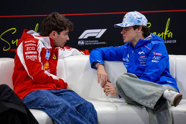 F1 - JAPANESE GRAND PRIX 2026 LECLERC Charles (mco), Scuderia Ferrari SF-26, portrait COLAPINTO Franco (arg), Alpine F1 Team A526, portrait press conference, PK, Pressekonferenz during the Formula 1 Japanese Grand Prix 2026, 3rd round of the 2026 Formula One World Championship, WM, Weltmeisterschaft from March 27 to 29, 2026 on the Suzuka Circuit, in Suzuka, Japan - SuzukaJapan Copyright: xXavixBonillax