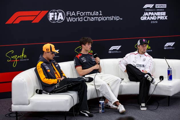F1 - JAPANESE GRAND PRIX 2026 BEARMAN Ollie Oliver (gbr), TGR Haas F1 Team VF-26, portrait NORRIS Lando (gbr), McLaren F1 Team MCL40, portrait LAWSON Liam (nzl), Visa Cash App RB F1 Team VCARB03, portrait press conference, PK, Pressekonferenz during the Formula 1 Japanese Grand Prix 2026, 3rd round of the 2026 Formula One World Championship, WM, Weltmeisterschaft from March 27 to 29, 2026 on the Suzuka Circuit, in Suzuka, Japan - SuzukaJapan Copyright: xXavixBonillax