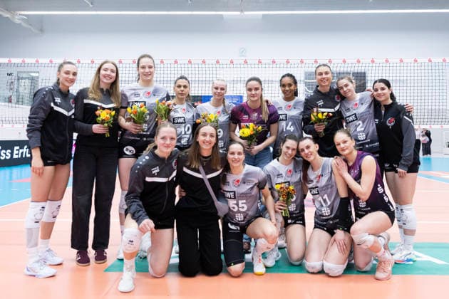 1 Volleyball Bundesliga womens playoffs quarter-finals Schwarz Weiss Erfurt vs Allianz MTV Stuttgart Erfurt 25 03 2026 Schwarz Weiss Erfurt 1 Volleyball Bundesliga womens playoffs quarter-finals Schwarz Weiss Erfurt vs Allianz MTV Stuttgart Riethsporthalle Erfurt 25 03 2026 Copyright: xBEAUTIFULxSPORTS Duehringx