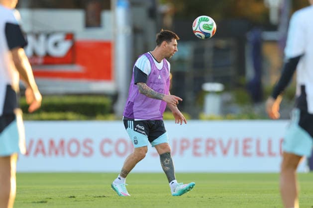 Argentina s forward Lionel Messi controls the ball during a training session in Ezeiza, Buenos Aires Province, on March 25, 2026, ahead of the FIFA World Cup 2026 friendlys football matches against Mauritania and Zambia EZEIZA ARGENTINA Copyright: xALEJANDROxPAGNIx