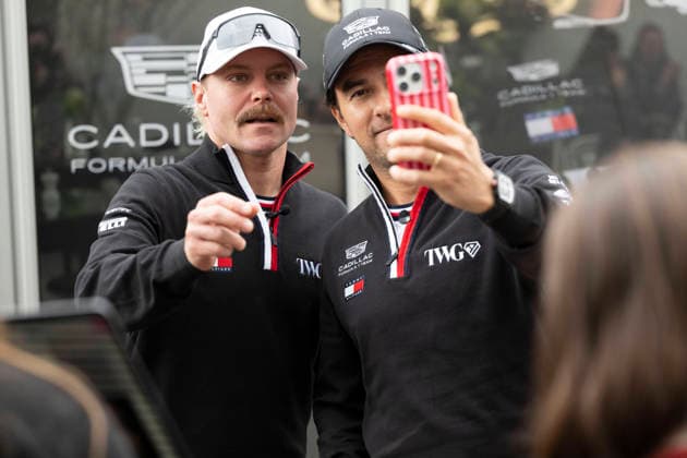 March 26, 2026, Suzuka, Mie, Japan: VALTTERI BOTTAS (FIN) of Cadillac F1 Team 77 and SERGIO PEREZ (MEX) of Cadillac F1 Team 11 on media day for the 2026 Formula 1 Japanese Grand Prix. Formula 1 is one of the most logistically complicated sporting events in the world and the price of motorsport logistics has been affected by the US-Iran warÃ¢â‚¬â ¢s impact on air freight shipping lanes and oil prices. Suzuka Japan - ZUMAb177 20260326_aap_b177_027 Copyright: xTaidghxBarronx