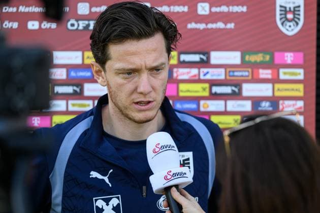 SOCCER - AUT vs GHA, test match MARBELLA,SPAIN,26.MAR.26 - SOCCER - OEFB international test match, Austria vs Ghana, preview, training Team AUT. Image shows Michael Gregoritsch (AUT) during an interview.  GEPAxpictures xChristianxMoser