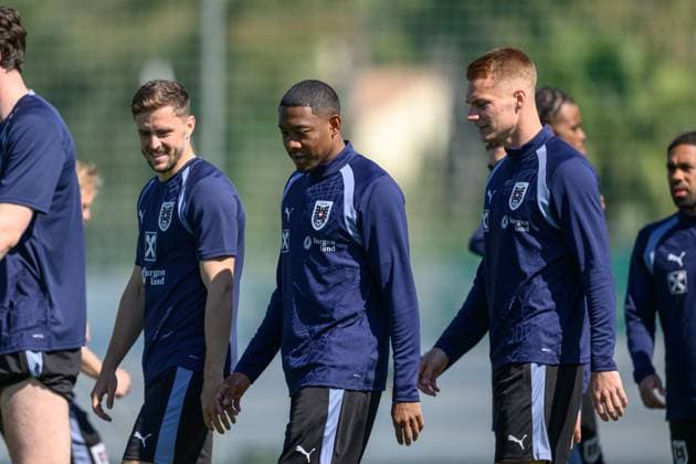 SOCCER - AUT vs GHA, test match MARBELLA,SPAIN,26.MAR.26 - SOCCER - OEFB international test match, Austria vs Ghana, preview, training Team AUT. Image shows Christoph Baumgartner, David Alaba and Philipp Lienhart (AUT).  GEPAxpictures xChristianxMoser