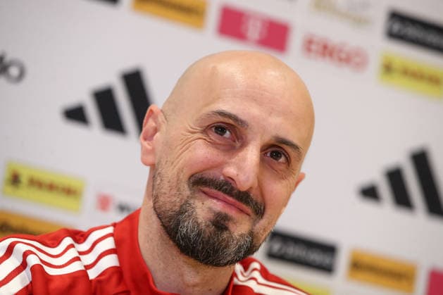 26 03 2026, xtgx, football, U21 national team, press conference emspor, v l Antonio Di Salvo Germany, coach portrait, portrait, single image laughs, smiles, positive, satisfied DFL DFB REGULATIONS PROHIBIT ANY USE OF PHOTOGRAPHS as IMAGE SEQUENCES and or QUASI VIDEO Wolfsburg