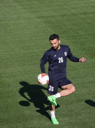 Iranian National Football Team trains in Antalya ANTALYA, TURKIYE - MARCH 26: A player of the Iranian National Football Team attends a training session on the field of the hotel where the team staying at the Belek Tourism Center as they hold a training camp in the Serik district of Antalya Turkiye, on March 26, 2026. Suleyman Elcin Anadolu Antalya Turkey. Editorial use only. Please get in touch for any other usage.  Copyright: x2026xAnadoluxSuleymanxElcinx