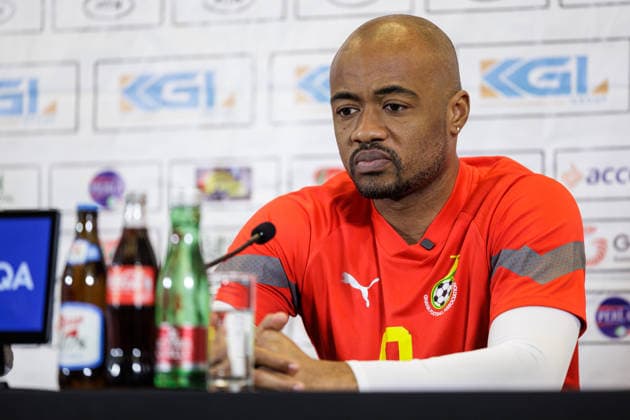 SOCCER - AUT vs GHA, test match VIENNA,AUSTRIA,26.MAR.26 - SOCCER - OEFB international test match, Austria vs Ghana, preview, press conference, PK, Pressekonferenz Team GHA. Image shows Jordan Ayew (GHA).  GEPAxpictures xArminxRauthner