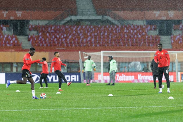 SOCCER - AUT vs GHA, test match VIENNA,AUSTRIA,26.MAR.26 - SOCCER - OEFB international test match, Austria vs Ghana, preview, training Team GHA. Image shows the team of GHA.  GEPAxpictures xArminxRauthner