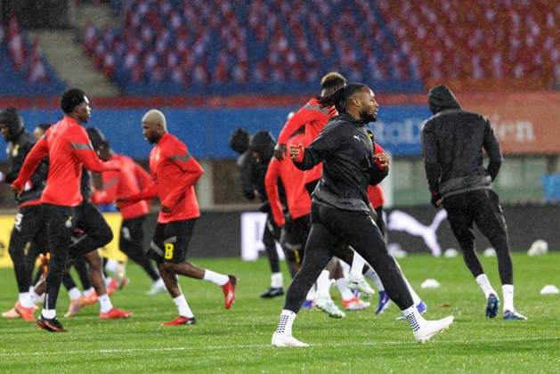 SOCCER - AUT vs GHA, test match VIENNA,AUSTRIA,26.MAR.26 - SOCCER - OEFB international test match, Austria vs Ghana, preview, training Team GHA. Image shows Lawrence Ati-Zigi (GHA) and the team of GHA.  GEPAxpictures xArminxRauthner