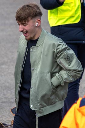Departure of the DFB mens national soccer team for the international match in Basel, Nuremberg, 26 03 2026 National player Lennart Karl in a good mood at Nuremberg Airport before boarding the Lufthansa charter plane to Basel for possibly his first international match Nuremberg Bavaria Germany 20260326-1V9A5152-M4000