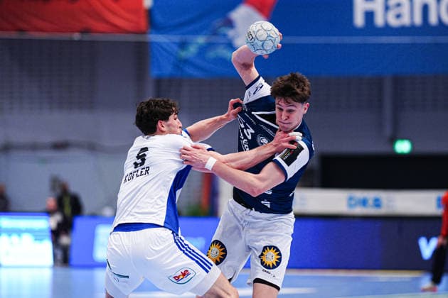 Elias Kofler Handball Sport Verein Hamburg, 06 , Sören Steinhaus Bergischer HC, 53 GER, Handball Sport Verein Hamburg vs Bergischer HC, Handball, 1 Bundesliga, Matchday 26, Season 2025 2026, 26 03 2026 GER, Handball Sport Verein Hamburg vs Bergischer HC, Handball, 1 Bundesliga, Matchday 26, Season 2025 2026, 26 03 2026 Hamburg Copyright: xEibner-Pressefoto MarcelxvonxFehrnx EP_MFN