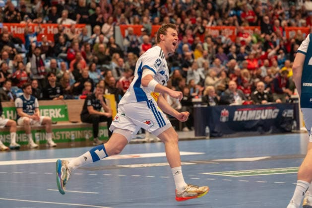 26 03 2026, xdobgx, Handball Daikin HBL, Handball Sport Verein Hamburg Bergischer HC v l Moritz Sauter Handball Sport Verein Hamburg, 33 Jubel, Torjubel, jubelt ueber das Tor, celebrate the goal, celebration