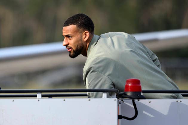 Soccer player Josha Vagnoman boards the plane at Nuremberg Airport before the national teams departure for the international match in Switzerland Basel The first match of the World Cup year is coming up in Switzerland Nuremberg, 26 03 2026 Bavaria Germany Copyright: xDwixAnoraganingrumx