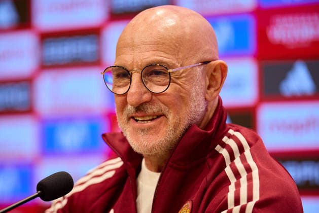 Spain press conference, PK, Pressekonferenz - International Friendly, Länderspiel, Nationalmannschaft March Spain v Serbia VILLARREAL, SPAIN - MARCH 26: Luis de la Fuente head coach of Spain national team, Nationalteam speaks to the media during the Spain Press Conference ahead of the International friendly match between Spain and Serbia at Estadio de la Ceramica on March 26, 2026 in Villarreal, Spain. (Photo by Jose Torres Photo Players Images Magara Press) Villarreal Estadio de la Ceramica Spain Copyright: xJosexTorresx