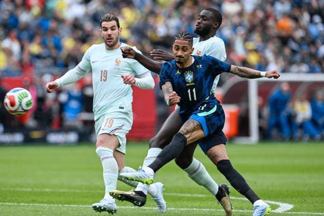 BOSTON, UNITED STATES OF AMERICA - MARCH 26: Raphinha of Brazil during an international football friendly between Brazil v France at Gillette Stadium, Boston, USA. (Photo by Richard Callis Sports Press Photo) Copyright: xRichardxCallis SportsxPressxPhotox Sportspressphoto_SPR118557