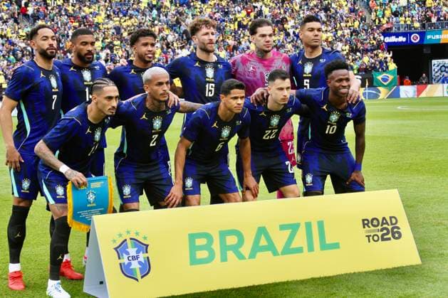 RECORD DATE NOT STATED Brazil vs France International Friendly, Länderspiel, Nationalmannschaft (SPO) Brazil vs France International Friendly. March 26, 2026, Boston, Massachusetts, USA: Brazilian players during the International friendly soccer between Brazil and France at Gillette Stadium ahead of FIFA 2026 World Cup. Credit: Niyi Fote Thenews2 (Foto: Niyi Fote Thenews2 imago images) SPO  Copyright: xNiyixFotex