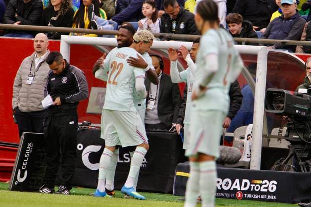 RECORD DATE NOT STATED Brazil vs France International Friendly, Länderspiel, Nationalmannschaft (SPO) Brazil vs France International Friendly. March 26, 2026, Boston, Massachusetts, USA:Hugo Ekitike 22 of France scored and celebrates with teammates during the International friendly soccer between Brazil and France at Gillette Stadium ahead of FIFA 2026 World Cup. Credit: Niyi Fote Thenews2 (Foto: Niyi Fote Thenews2 imago images) SPO  Copyright: xNiyixFotex