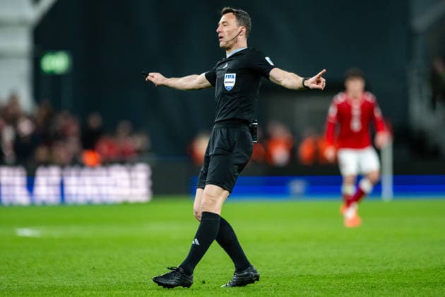 Denmark v North Macedonia, UEFA World cup play-off, Copenhagen, Denmark Copenhagen, Denmark. 26th, March 2026. Referee Felix Zwayer seen during the UEFA world cup play-off match between Denmark and North Macedonia at Parken in Copenhagen. Denmark, Copenhagen, Parken  Copyright: xGonzalesxPhoto TobiasxJorgensenx