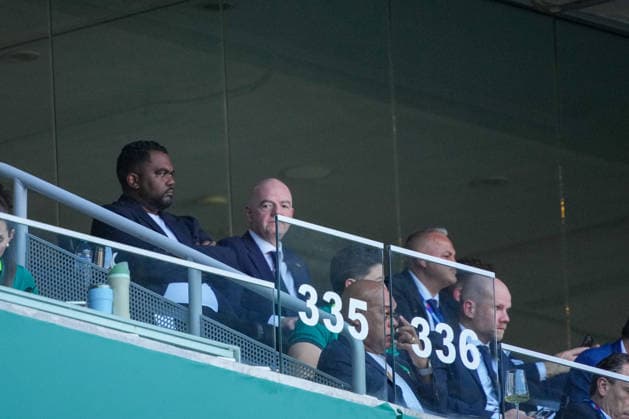 BOLIVIA VS SURINAME - PLAY-OFF COPA MUNDIAL FIFA 2026 - 26 MARZO 2026 Monterrey, Mexico - March 26, 2026: Gianni Infantino, president of FIFA, looks on during the FIFA World Cup, WM, Weltmeisterschaft, Fussball 2026 Play-Off Tournament match between Bolivia and Suriname at Estadio BBVA in Monterrey, Mexico. Imago images Straffon Images Luis Licona GUADALUPE NUEVO LEON MEXICO Copyright: xLUISxLICONAx