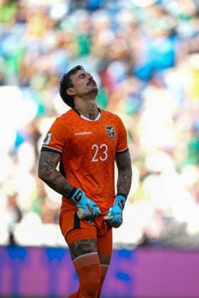 BOLIVIA VS SURINAME - PLAY-OFF COPA MUNDIAL FIFA 2026 - 26 MARZO 2026 Monterrey, Mexico - March 26, 2026: Guillermo Viscarra 23 of Bolivia reacts during the FIFA World Cup, WM, Weltmeisterschaft, Fussball 2026 Play-Off Tournament match between Bolivia and Suriname at Estadio BBVA in Monterrey, Mexico. Imago images Straffon Images Luis Licona GUADALUPE NUEVO LEON MEXICO Copyright: xLUISxLICONAx